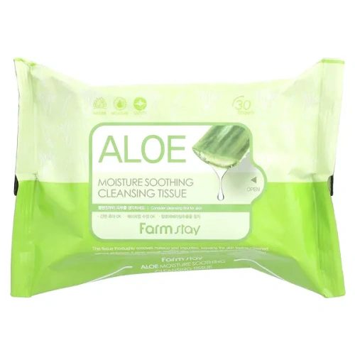 Farmstay, Aloe Moisture Soothing Cleansing Tissue, 30 Sheets