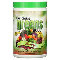 Greens World, Вкусная зелень 8000, ягодный вкус, 10,6 унций (300 г)