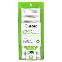 Cliganic, Органические ватные палочки, 500 бумажных палочек