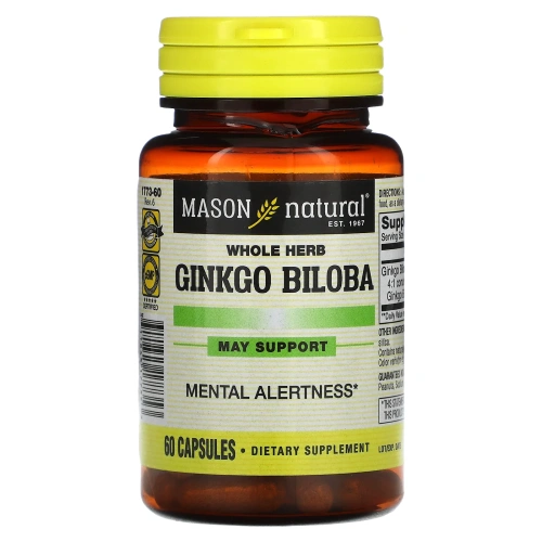 Mason Natural, экстракт гинкго билоба из цельного растения, 60 капсул
