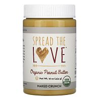 Spread The Love, Органическое арахисовое масло, голый хрустящий продукт, 454 г (16 унций)