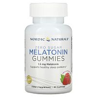 Nordic Naturals, жевательные таблетки с мелатонином, без сахара, со вкусом малины, 1,5 мг, 60 жевательных таблеток