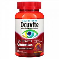 Bausch & Lomb, Ocuvite, жевательные таблетки для здоровья глаз, с фруктовым вкусом, 60 жевательных таблеток для взрослых