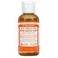 Dr. Bronner's, Чистое кастильское мыло из конопли 18 в 1, чайное дерево, 59 мл (2 жидк. Унции)