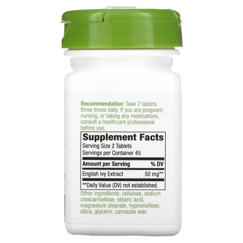 Nature's Way, Ivy Extract, 25 mg, 90 Vegan Tablets фото 2