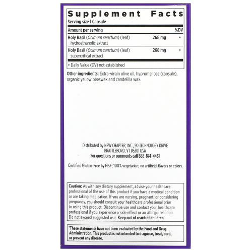 New Chapter, Holy Basil Force, 120 Vegetarian Capsules фото 2