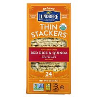 Lundberg, Thin Stackers, красный рис и киноа, без соли, 24 рисовых торта