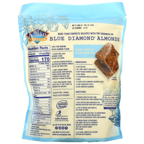 Blue Diamond, Миндальная мука, мелко просеянная, 454 г (16 унций) фото 2