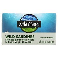 Wild Planet, Филе диких сардин без кожи и без костей в оливковом масле первого отжима, 4,25 унции (120 г)