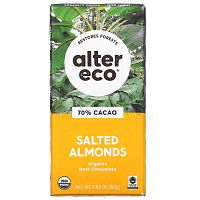 Alter Eco, плитка органического темного шоколада, соленый миндаль, 70% какао, 80 г (2,82 унции)
