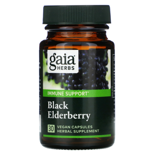 Gaia Herbs, черная бузина с фруктами ацеролы, 30 веганских капсул фото 3