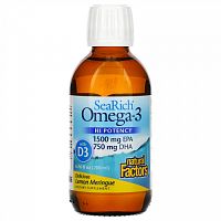 Natural Factors, SeaRich, Омега-3, лимонная меренга, 6,76 жидк. унц. (200 мл)