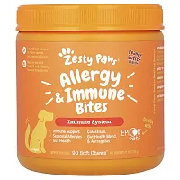 Zesty Paws, Allergy &amp; Immune Bites, For Dogs, All Ages, Peanut Butter, 90 Soft Chews, 11.1 oz (315 g)