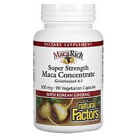 Natural Factors, Organic MacaRich, мощная сверхпрочная мака с женьшенем, 500 мг, 90 вегетарианских капсул