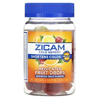 Zicam, Средство от простуды, лечебные фруктовые капли, фруктовое ассорти, 25 капель