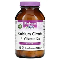 Bluebonnet Nutrition, Calcium Citrate &amp; Vitamin D3, 180 Caplets