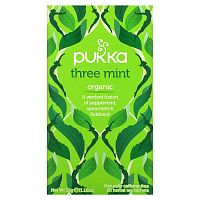 Pukka Herbs, Three Mint, Caffeine Free, 20 Herbal Tea Sachets, 1.12 oz (32 g)