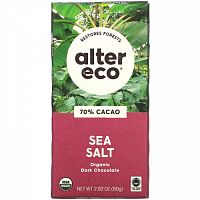 Alter Eco, плитка органического темного шоколада, морская соль, 70% какао, 80 г (2,82 унции)