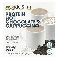 WonderSlim, Protein Hot Chocolate &amp; Cappuccino, Variety Pack, 7 Packets