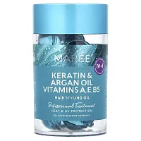 Maree, Hair Styling Oil, Kertin &amp; Argan Oil Vitamins A, E, B5, For All Hair Types, Floral, 30 Leave-In Serum Capsules