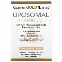 California Gold Nutrition, липосомальный витамин D3, 125 мкг (5000 МЕ), 30 пакетиков по 5 мл (0,17 жидк. унции)
