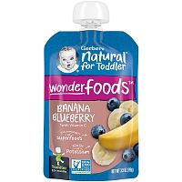Gerber, Natural for Toddler, Wonder Foods, от 12 месяцев, банан, голубика, 99 г (3,5 унции)