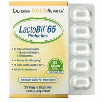 California Gold Nutrition, LactoBif 65, пробиотики, 65 млрд КОЕ, 30 вегетарианских капсул