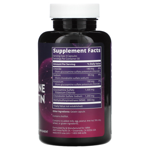 MRM Nutrition, глюкозамин с хондроитином и МСМ, 90 капсул фото 2