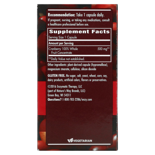 Enzymatic Therapy, ActiFruit Cranberry Supplement, 30 Veg Capsule фото 2