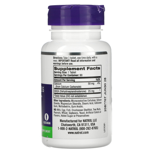 Natrol, DHEA, 25 мг, 90 таблеток фото 2