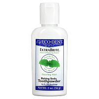 Eco-Dent, ExtraBrite, зубной порошок с пищевой содой, без фторидов, ослепительная мята, 56 г (2 унции)