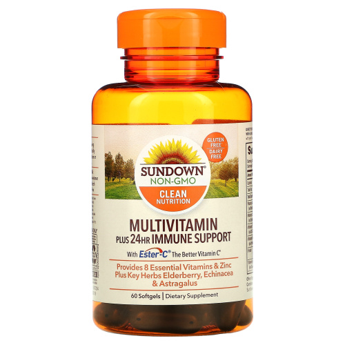 Sundown Naturals, Multivitamin, Plus 24HR Immune Support, 60 Softgels фото 3