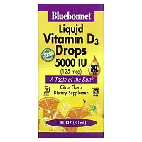 Bluebonnet Nutrition, Liquid Vitamin D3 Drops, Citrus, 5,000 IU, 1 fl oz (30 ml)