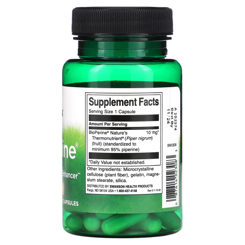 Swanson, BioPerine, 10 мг, 60 капсул фото 2