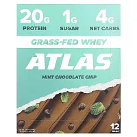Atlas Bar, Grass-Fed Whey Protein Bar, Mint Chocolate Chip, 12 Bars, 1.9 oz (54 g) Each