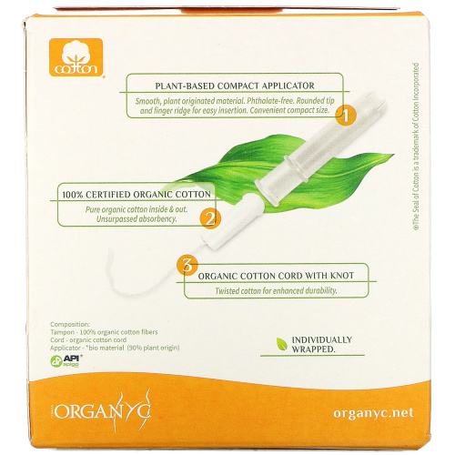 Organyc, Organic Tampons, Compact, Super Plus, 16 Tampons фото 2