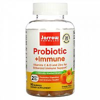 Jarrow Formulas, Probiotic + Immune, апельсин, 90 жевательных таблеток