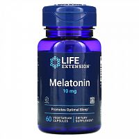 Life Extension, Мелатонин, 10 мг, 60 вегетарианских капсул