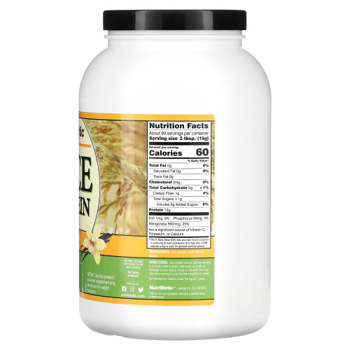 NutriBiotic, Необработанный рисовый протеин, ваниль, 1,36 кг (3 фунта) фото 2