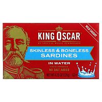 King Oscar, Сардины без кожи и костей в воде, 120 г (4,23 унции)