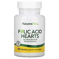 Nature's Plus, фолиевая кислота, 90 таблеток в виде сердечек