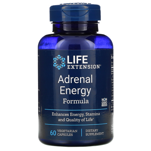 Life Extension, Адреналиновая энергетическая формула, 60 вегетарианских капсул