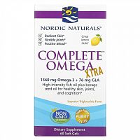 Nordic Naturals, Complete Omega Xtra со вкусом лимона, 680 мг, 60 мягких желатиновых капсул
