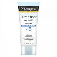 Neutrogena, Ultra Sheer, сухой на ощупь солнцезащитный крем, SPF 45, 88 мл (3 жидк. унции)