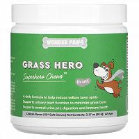 Wonder Paws, Grass Hero, Superhero Chews для собак, для всех возрастов, с курицей, 60 жевательных таблеток, 90 г (3,17 унции)