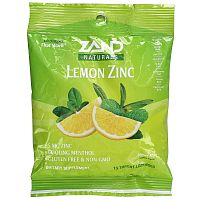 Zand, Naturals, лимон и цинк, лимон и мята, 15 пастилок для горла