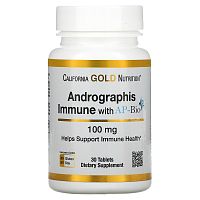 California Gold Nutrition, добавка для укрепления иммунитета с экстрактом андрографиса AP-Bio, 100 мг, 30 таблеток