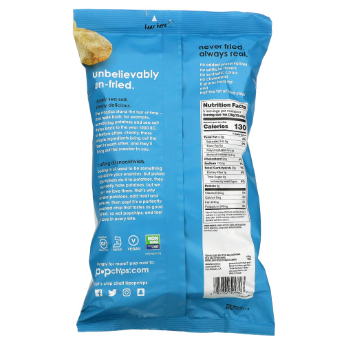 Popchips, Картофельные чипсы, Морская соль, 5 унций (142 г) фото 2