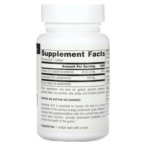 Source Naturals, коэнзим Q10, 100 мг, 60 мягких таблеток фото 2